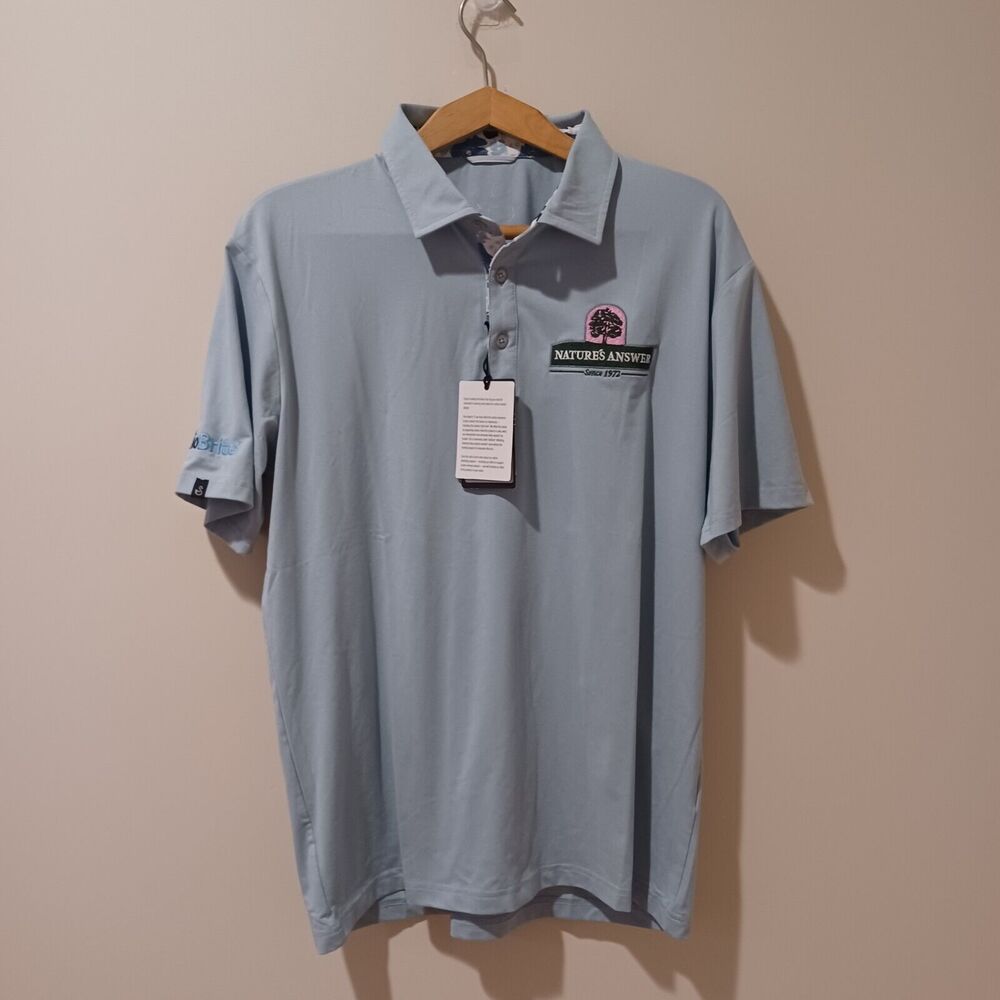 NWT Swannies James Golf Polo Short Sleeve Shirt in Sky Heather Blue Size M *Logo